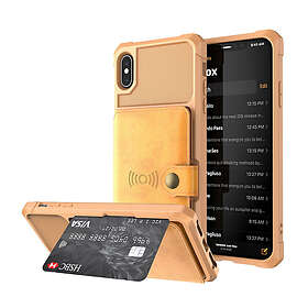 Lux-Case iPhone XS silikonplast mobilskal med syntetläder plånbok och fotstöd Brun