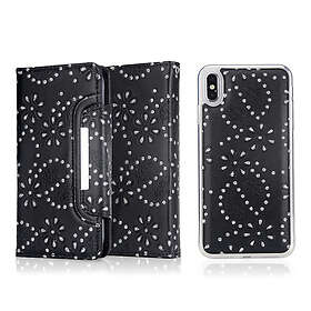 Lux-Case iPhone Xs Max mobilfodral syntetläder silikon plånbok avtagbar glitterdesign – Svart
