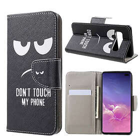 Lux-Case Galaxy S10 Plus läder fodral med kors textur Do Not Touch My Phone Flerfärgad