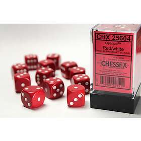 Opaque Dice Set D6 Red/White 16 mm