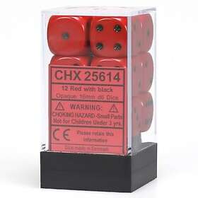 Opaque Dice Set D6 Red/Black 16 mm