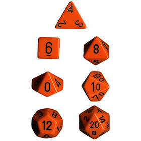 Opaque Dice Set 7 Orange/Black