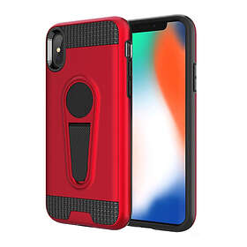 Lux-Case iPhone 9 Plus mobilskal metall plast silikon utfällbart ställ magnetisk bilhållare Röd