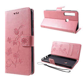 Lux-Case Galaxy A9 (2018) imprint butterfly flower leather flip case Pink Rosa