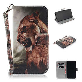 Lux-Case IPhone 9 mobilfodral är syntetläder silikon plånbok stående Tiger Flerf