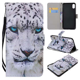 Lux-Case iPhone 9 Plus mobilfodral syntetläder silikon plånbok stående tryckmönster Leopardansikte Flerfärgad