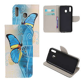 Lux-Case Galaxy A40 cross texture leather case Blue Butterfly Blå