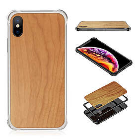 Lux-Case iPhone XS aluminium alloy wod plated case Silver / Cherrywood Flerfärga