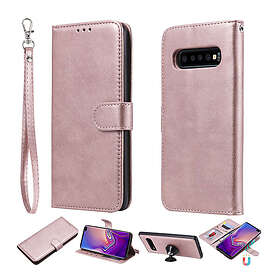 Lux-Case Galaxy S10 Plus plånboksfodral i läder med löstagbar rem rosa Rosa