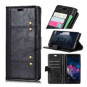 Lux-Case iPhone Xs Max rivet décor magnetic leather flip case Black Svart