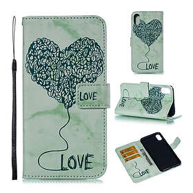 Lux-Case iPhone Xs Max lover heart marble pattern leather flip case Green Grön