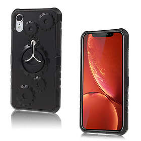 Lux-Case IPhone 9 mobilskal plast silikon utfällbart ställ kugghjulsmönster Svart