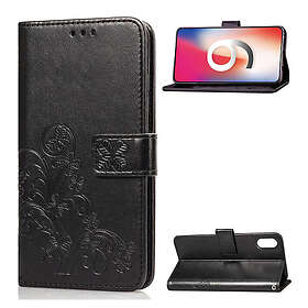 Lux-Case iPhone Xs Max mobilfodral syntetläder silikon fyrklövermönster stående 