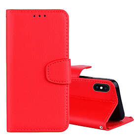 Lux-Case iPhone Xs Max litchifrukts kornigt syntetläder plånboks mobilfodral Röd