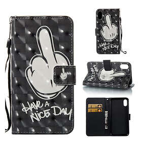 Lux-Case iPhone XR mobilfodral syntetläder silikon stående plånbok Ha en bra dag Flerfärgad