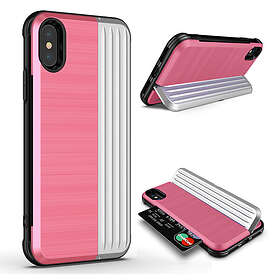 Lux-Case ANGIBABE iPhone Xr mobilskal silikon plast stående kortficka – Rosa och silver Flerfärgad