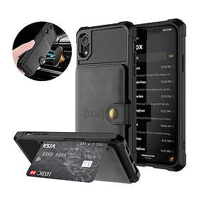 Lux-Case iPhone Xr silikonplast mobilskal med inbyggd plånbok av mjukt syntet läder Svart