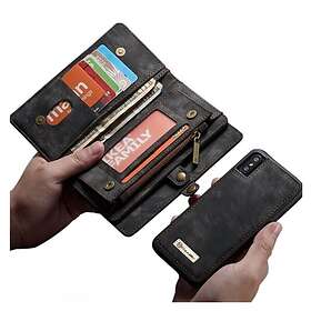 Lux-Case CASEME iPhone XS mobilfodral delad läder silikon plånbok vintage avtagbar – Svart