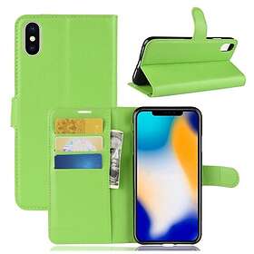 Lux-Case iPhone XS Max mobilfodral syntetläder silikon stående plånbok Grön