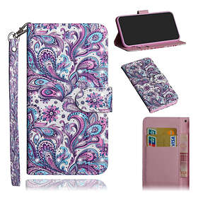 Lux-Case iPhone XR mobilfodral syntetläde silikon stående plånbok Färgfulla blommor Flerfärgad