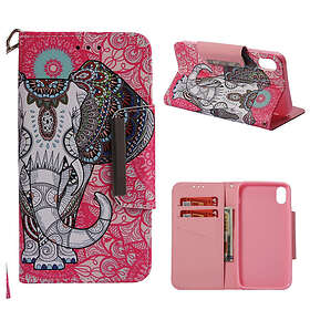 Lux-Case iPhone XS Max mobilfodral silikon syntetläder stående plånbok Stammönster elefant Flerfärgad