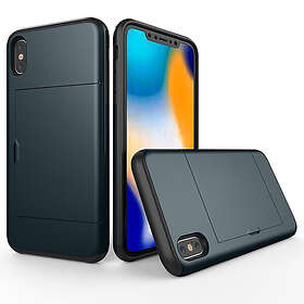 Lux-Case iPhone 9 mobilskal plast silikon kortficka Mörkblå Blå