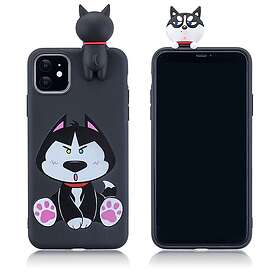 Lux-Case Cute 3D iPhone 11 skal Husky Svart
