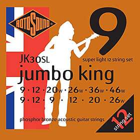 Rotosound strängar för akustisk gitarr JUMBO KING 12-str. JK30SL Super Light 9-42