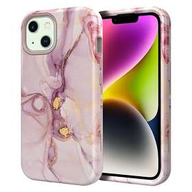 MTP Products Stylish iPhone 14 Plus Hybrid Skal Marmor Rosa