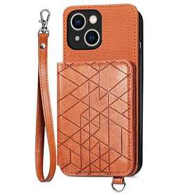 MTP Products Geometry Serie iPhone 14 Skal med Plånbok Brun