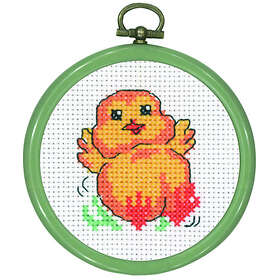 Permin Broderikit Kylling 6 med Ramme Ø8