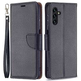 Skalo Samsung A13 5G Premium Litchi Plånbok Svart