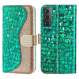 Skalo Samsung S22 Croco Glitter Plånboksfodral Grön