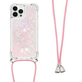 Skalo iPhone 14 Pro Kvicksand Glitter Mobilhalsband Rosa