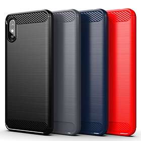 Skalo Xiaomi Redmi 9A Armor Carbon Stöttåligt TPU-skal Röd