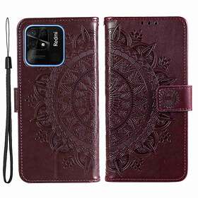 Skalo Xiaomi Redmi 10C Mandala Plånboksfodral Mörkbrun