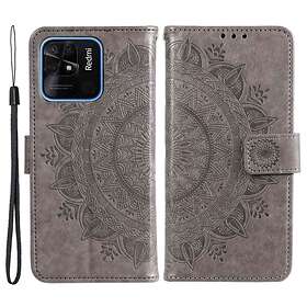 Skalo Xiaomi Redmi 10C Mandala Plånboksfodral Grå