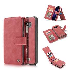 CASEME Galaxy S8 Plus Retro läder plånboksfodral Röd