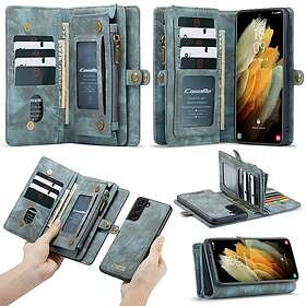 CASEME Galaxy S21+ (Plus) Retro läder plånboksfodral Blå