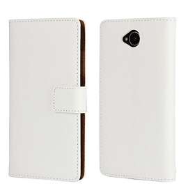 Plånboksfodral Äkta Skinn Lumia 650 Vit