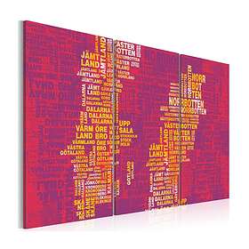 Arkiio Tavla Text karta över Sverige (Rosa bakgrund) 90X
