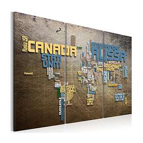 Arkiio Tavla Karta Över Världen Italienska Triptych 60x40