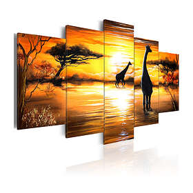 Arkiio Tavla Giraffer På Vattenhål 100x50