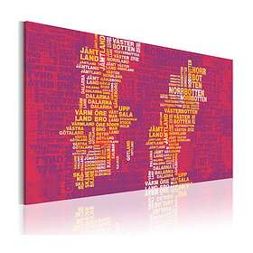 Arkiio Tavla Text karta över Sverige (Rosa bakgrund) 120x80