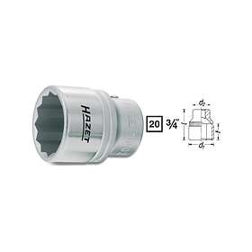 Hazet 1000Z-32, Uttag, 3/4, Metriska/brittiska, 1 huvuden, 20 mm, 3/4