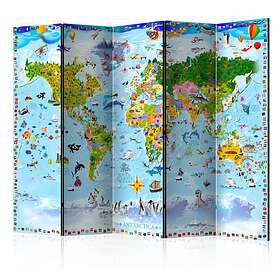 Arkiio Rumsavdelare World Map for Kids II 225x172 cm A3-PARAVENT1166