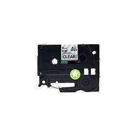 Klar Tape 9mm TZe-121 Svart på