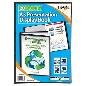 Tiger 20 A3 Pocket Presentation Display Book Black