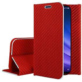 "Carbon Leather Book Case iPhone X/ XS" Red