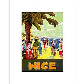 Blue Wee Coo TRAVEL NICE FRANCE RIVIERA BEACH SEA PALM TREE PEOPLE FRAMED ART PRINT B12X6492